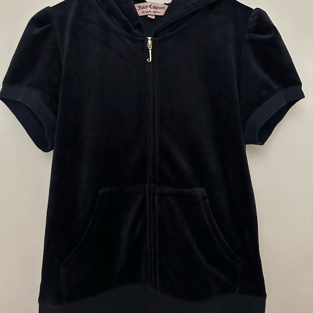 Juicy Couture Black Velour Zip-Up Hoodie